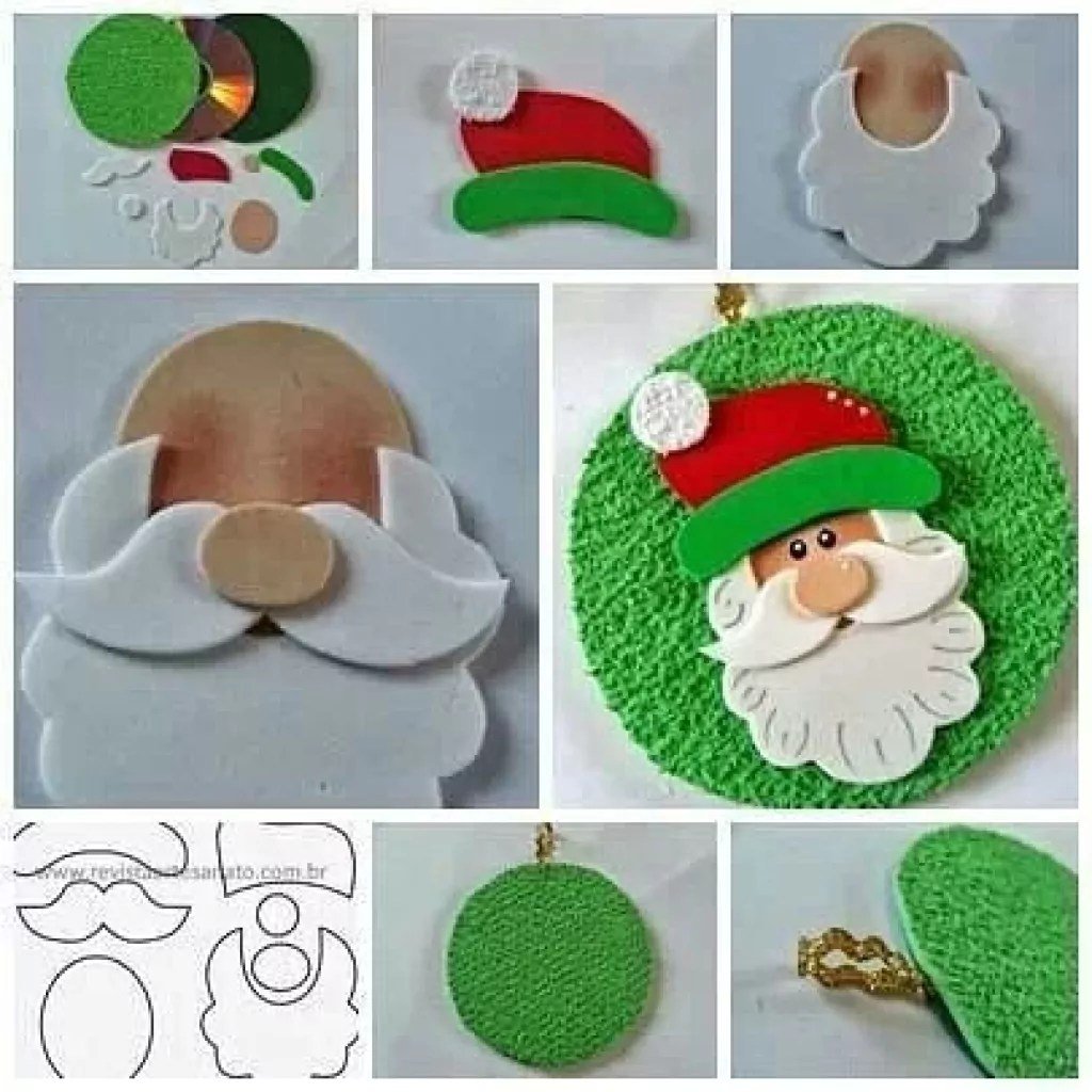 Елочные игрушки из фетра выкройки дед Мороз