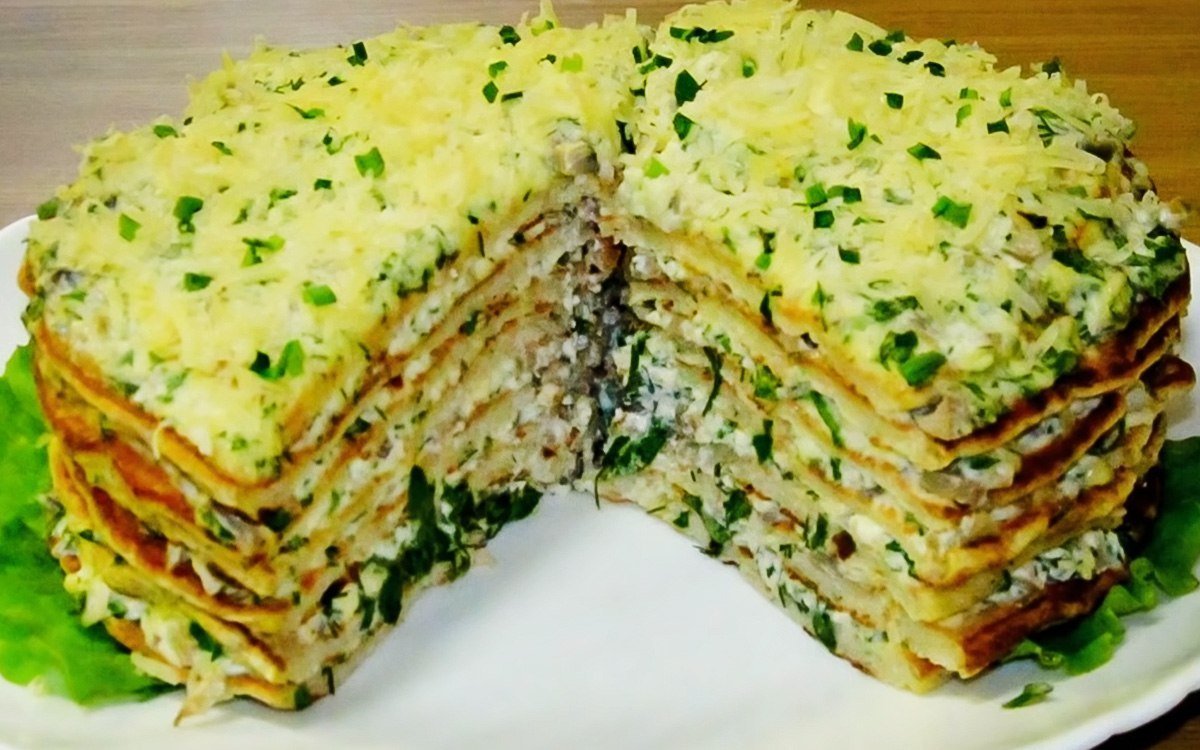 Закусочный тортик из куриной грудки