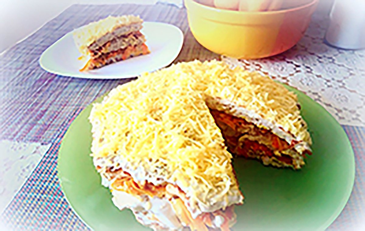 Салат куриный торт
