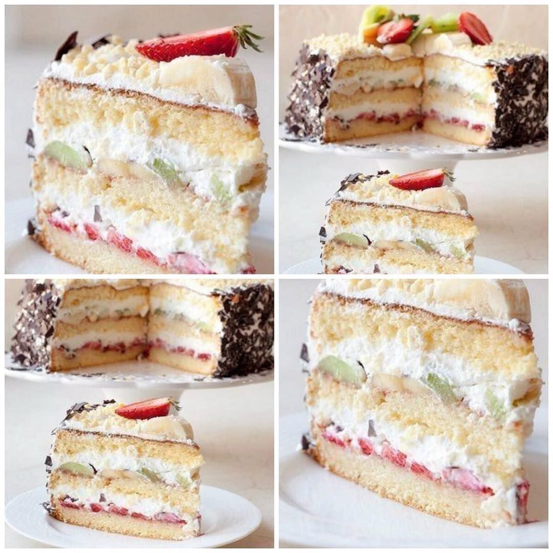 Торт с клубникой и сметанным кремом