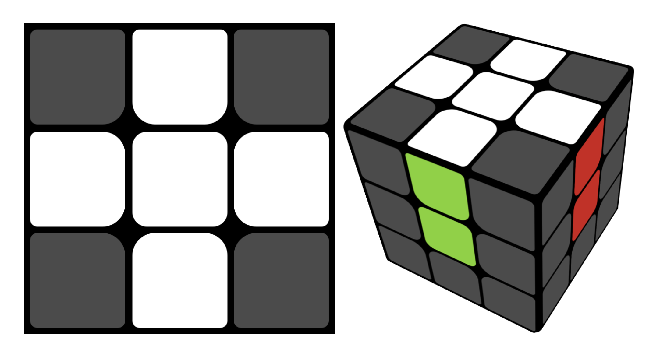 Стороны кубика рубика. Кубик-Рубика 3х3 черно белый. Кубик рубик сбоку. Белый крест кубик Рубика 3х3. Черный кубик Рубика 3х3.