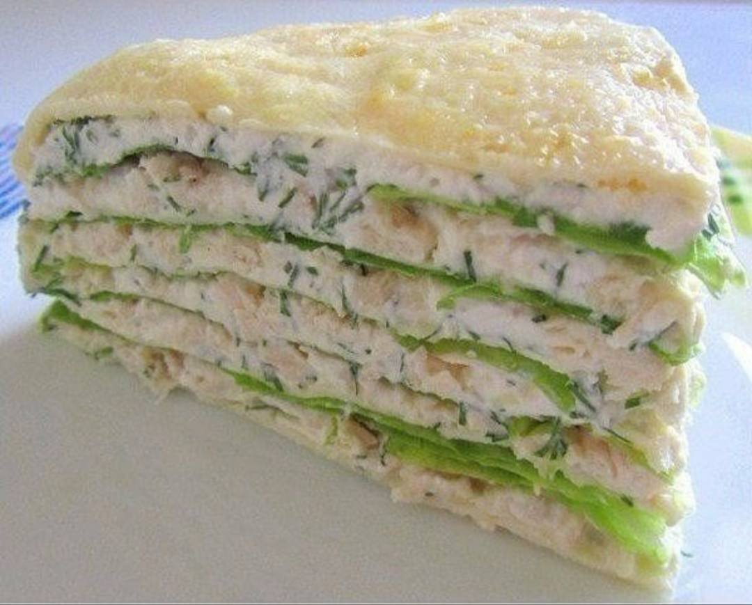 Белковый торт с куриной грудкой