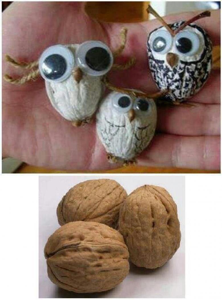 Елочные игрушки из ореховой скорлупы