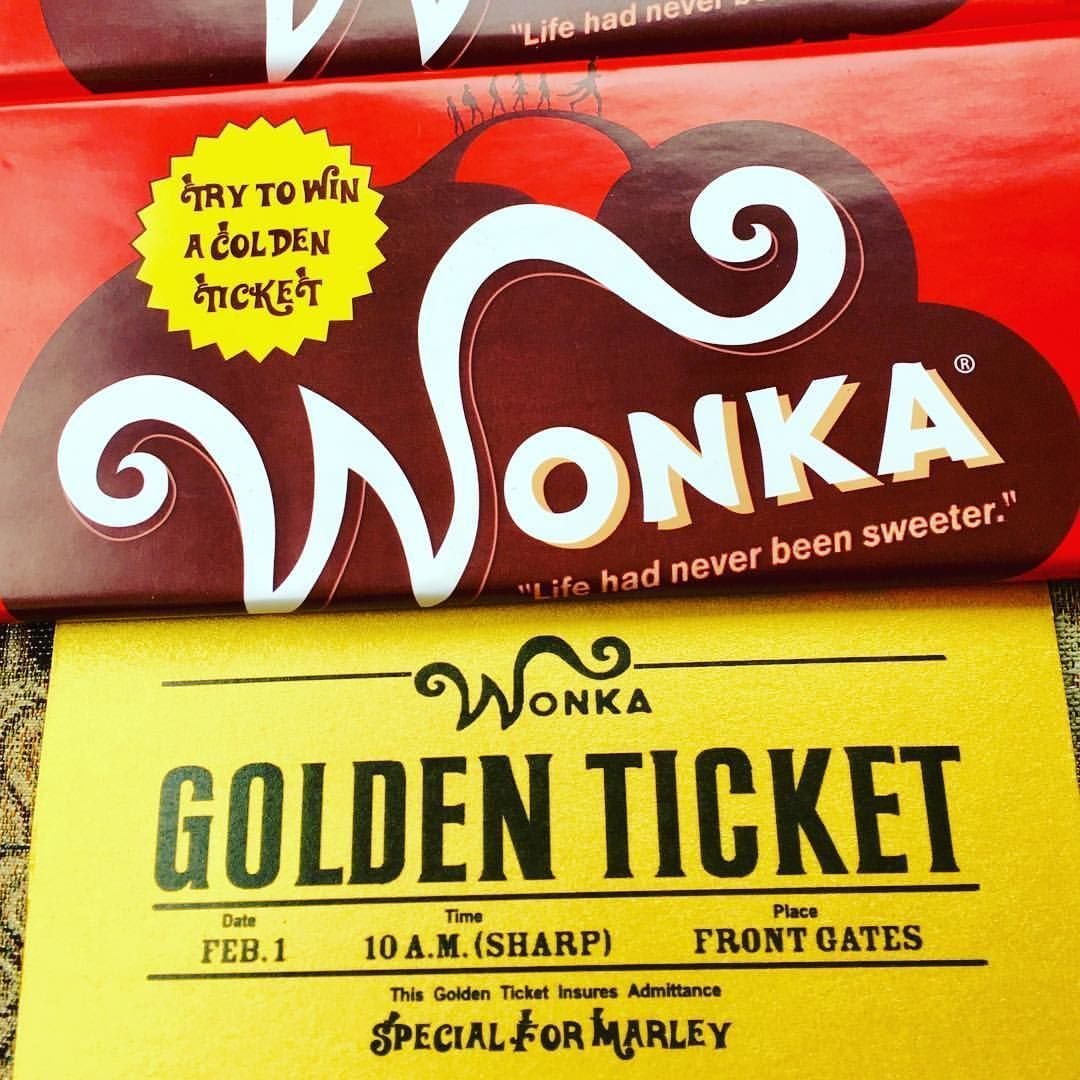 Шоколад билеты. Золотой билет Willy Wonka.