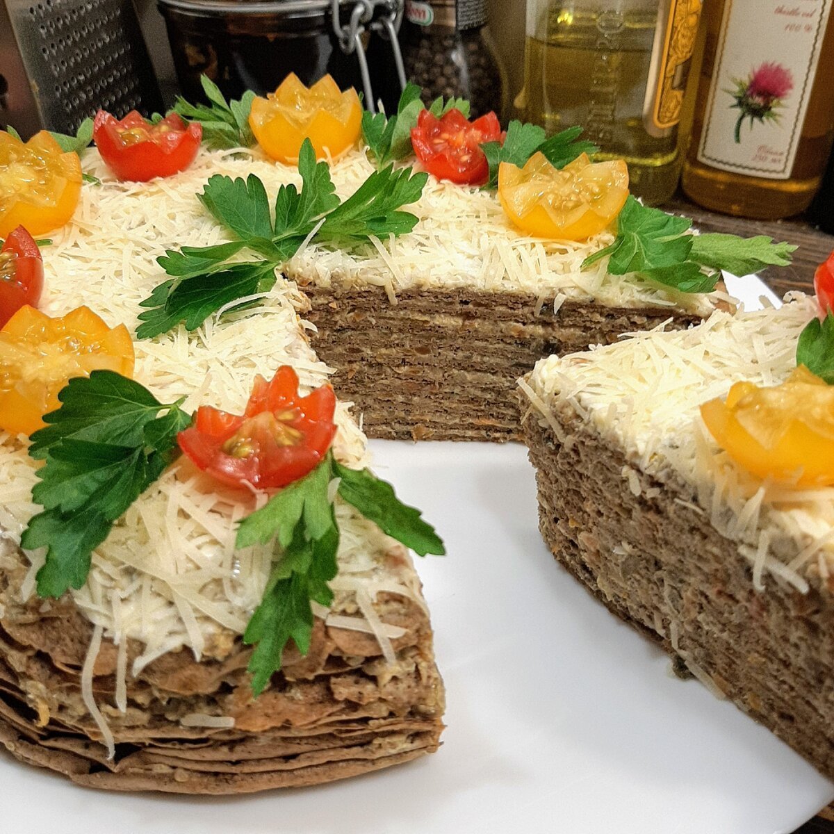 Закусочный торт из вафельных коржей