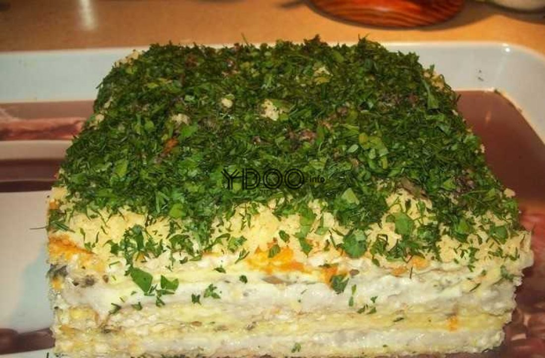Закусочный торт Наполеон мясной