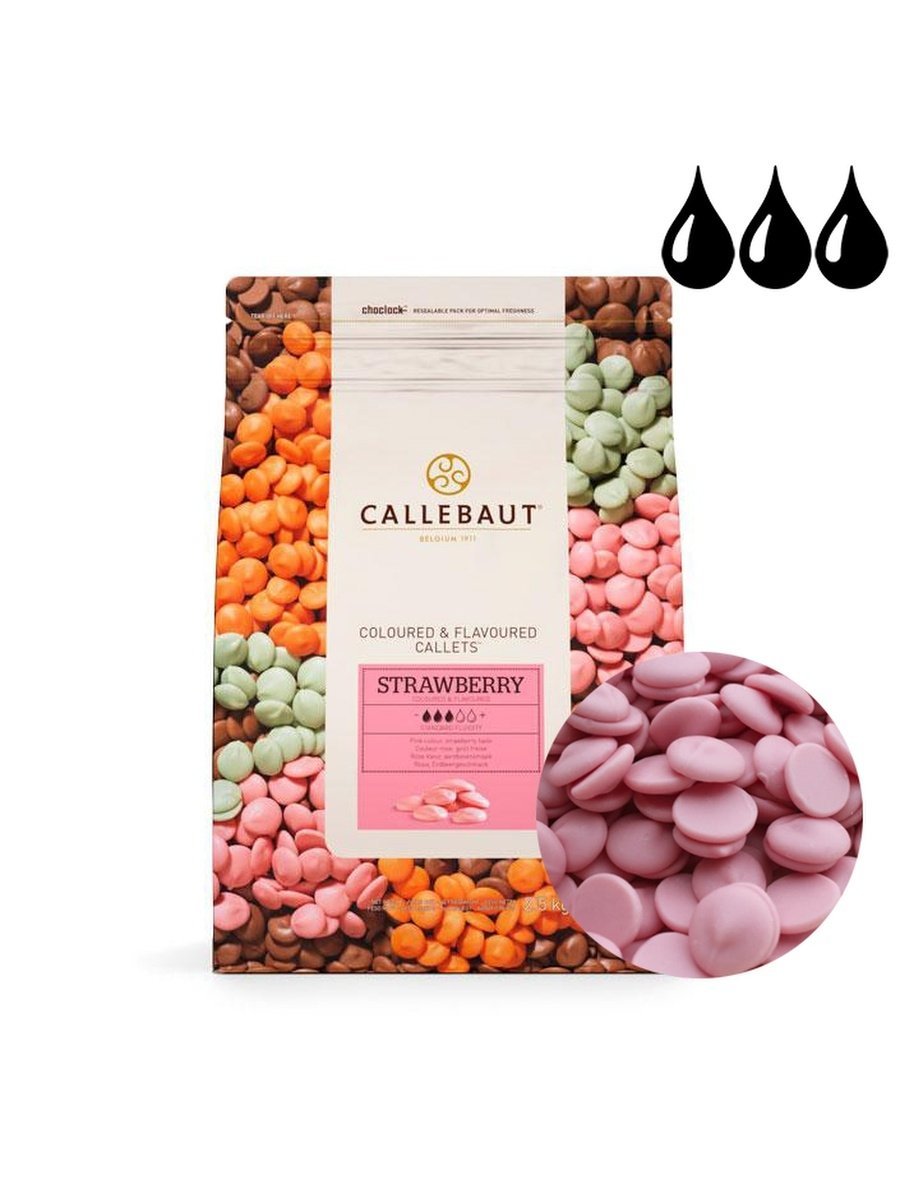 Шоколад розовый со вкусом клубники Callebaut