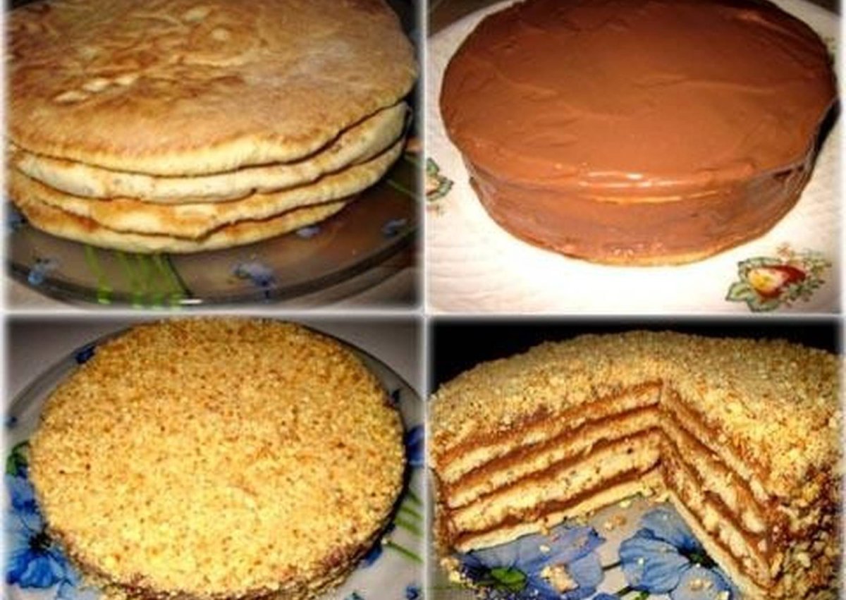 Торт на сковороде со сгущенкой