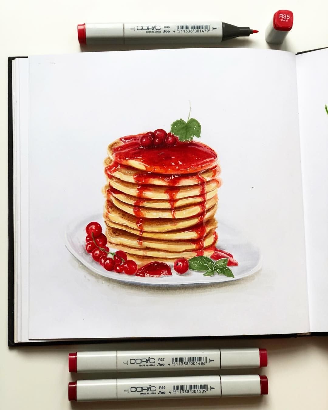 Рисунки маркерами еда