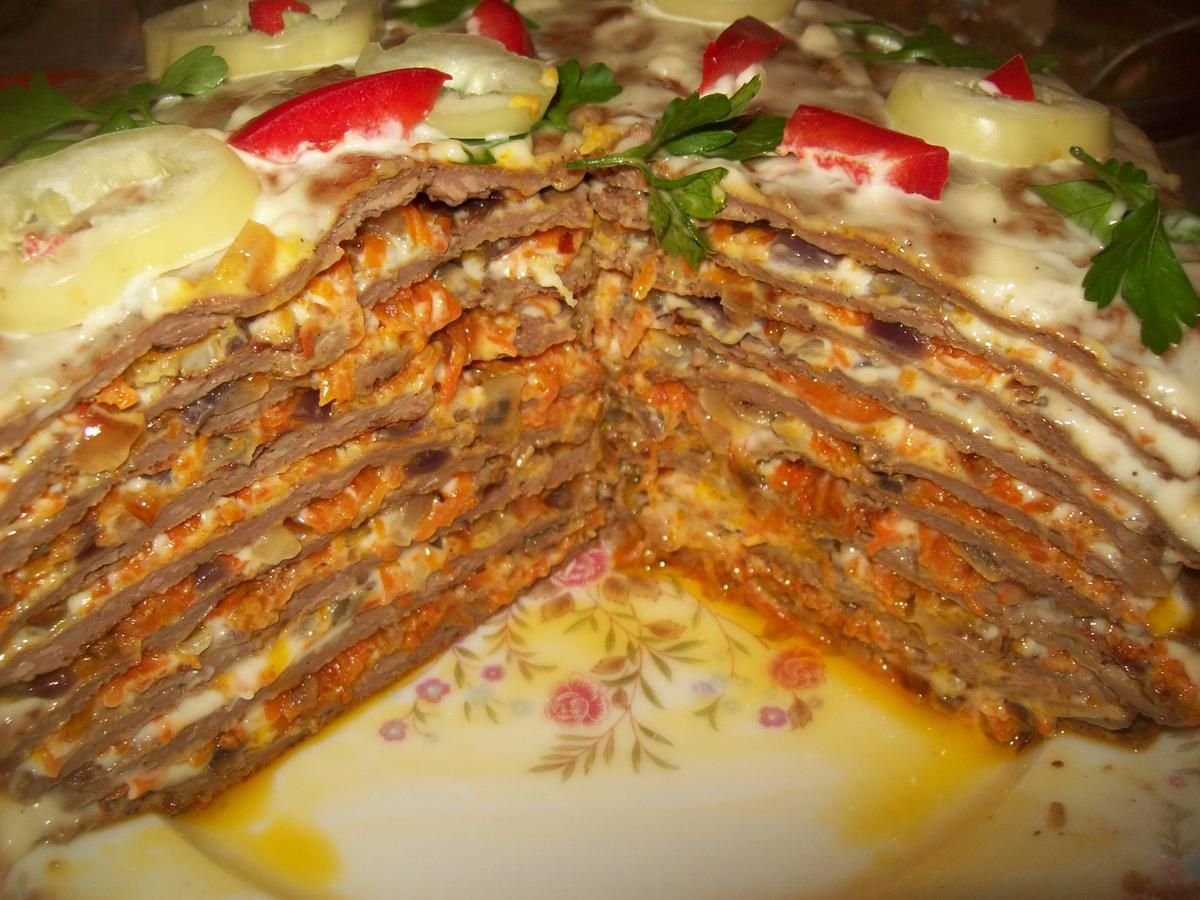 Печеночный торт с сыром