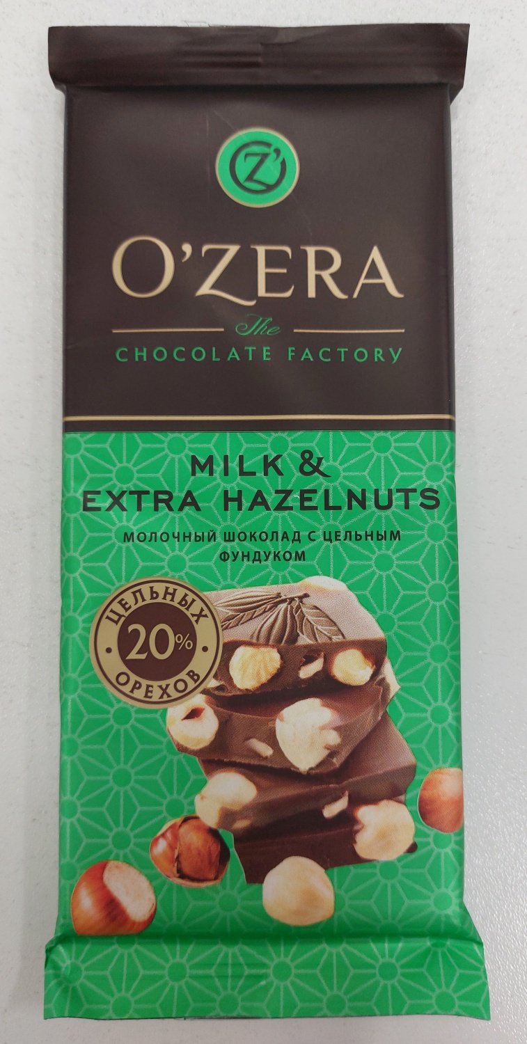 Шоколад o'Zera Extra Milk & Hazelnut 90гр