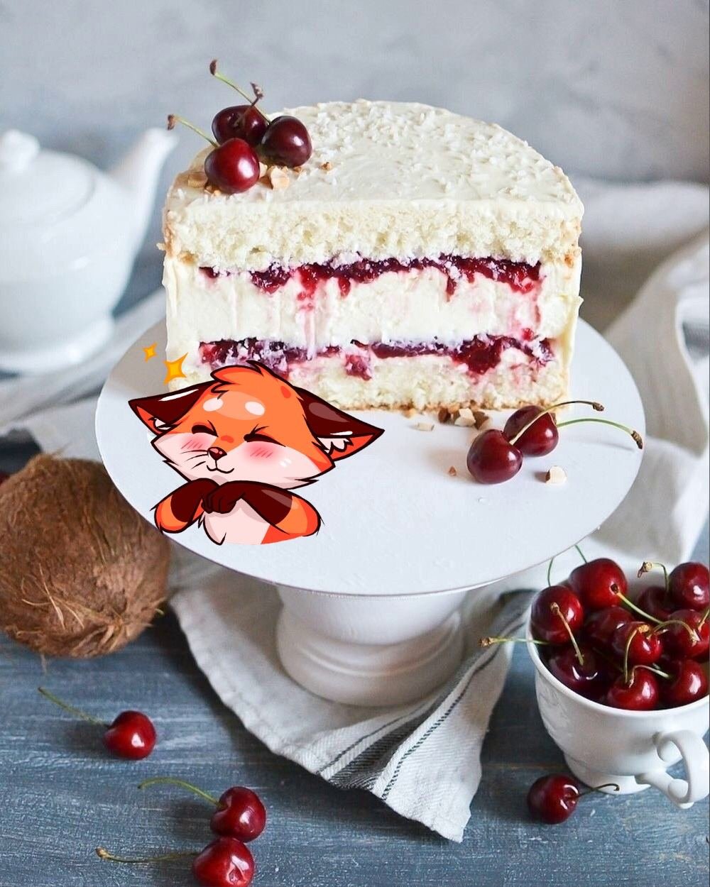 Торт вишня Кокос