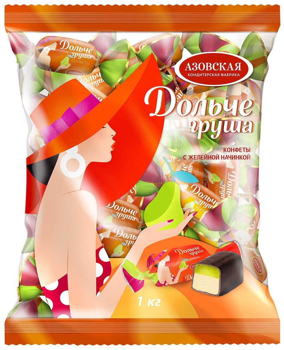 Конфеты Помадные с желейной начинкой глазир. "Дольче груша" 250 г