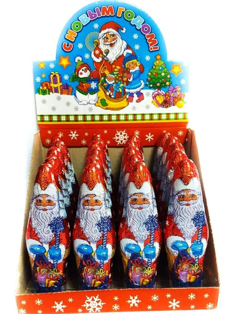 Купить новогодние шоколадные подарки. Шоколадная фигурка дед Мороз 60гр. Шоколадный дед Мороз 40 гр. Новогодние конфеты. Дед Мороз с конфетами.