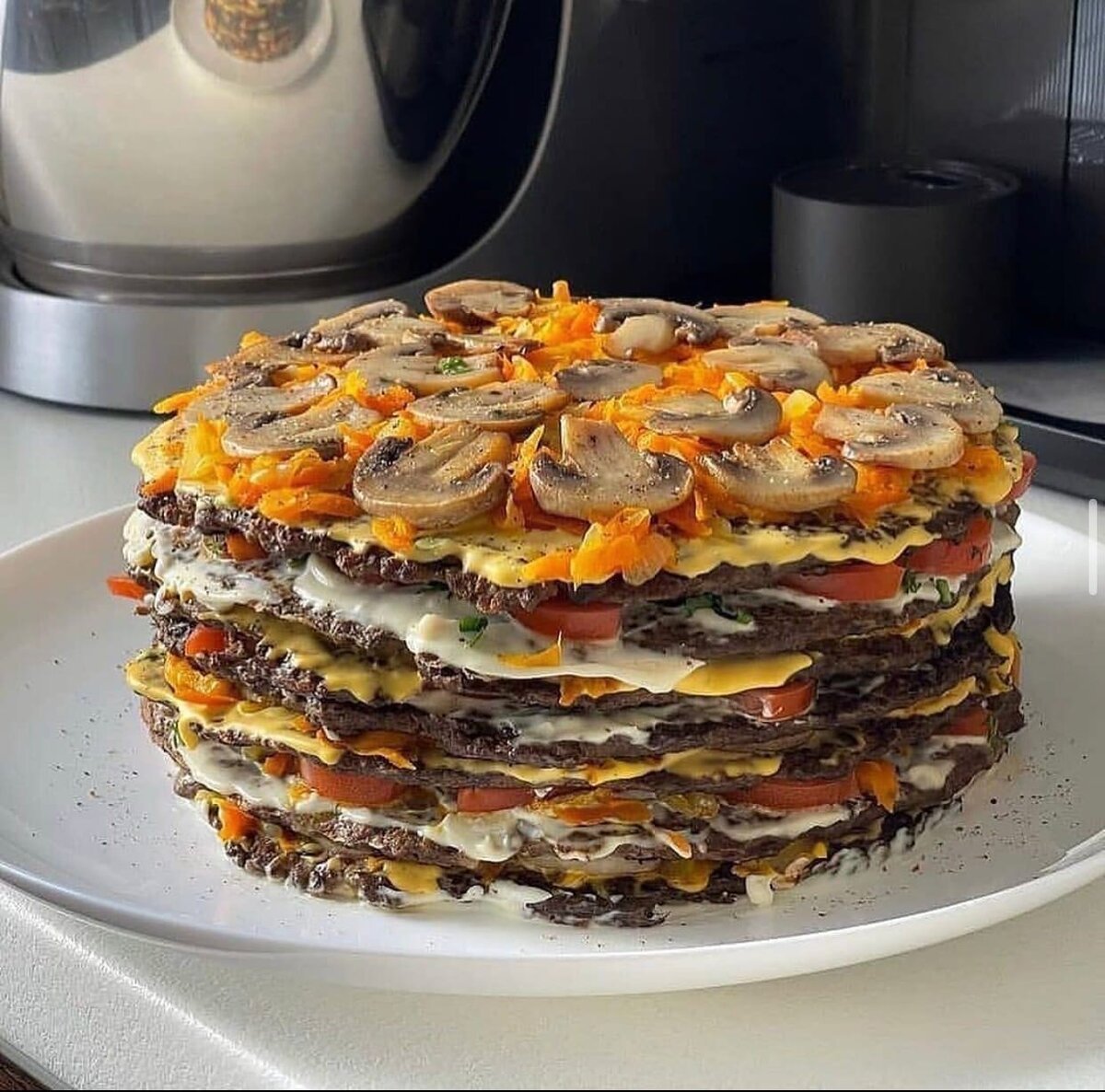 Печёночный торт из говяжьей печени