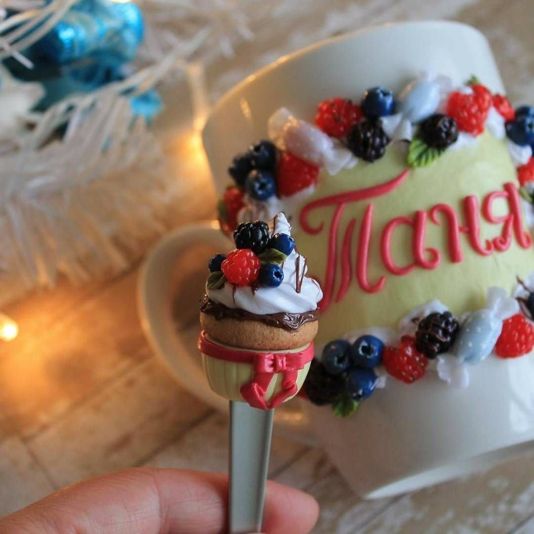 Кружки из полимерной глины с малиной