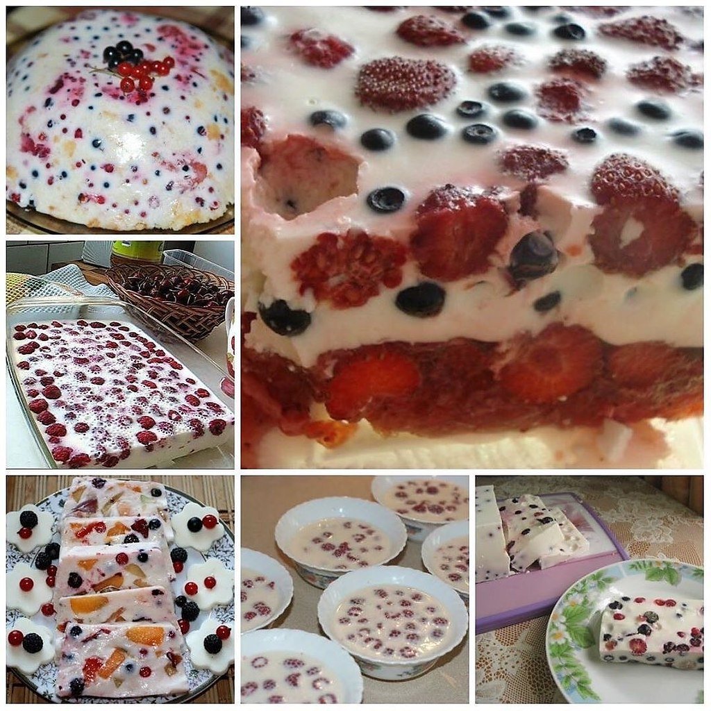 Сметанное желе с ягодами