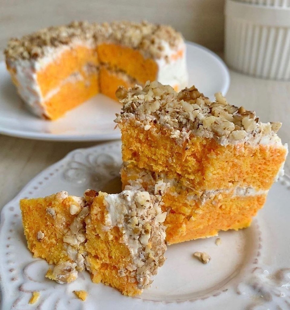 Морковный торт с апельсиновым конфи