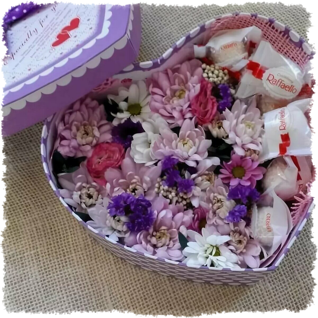Коробка сюрприз с цветами