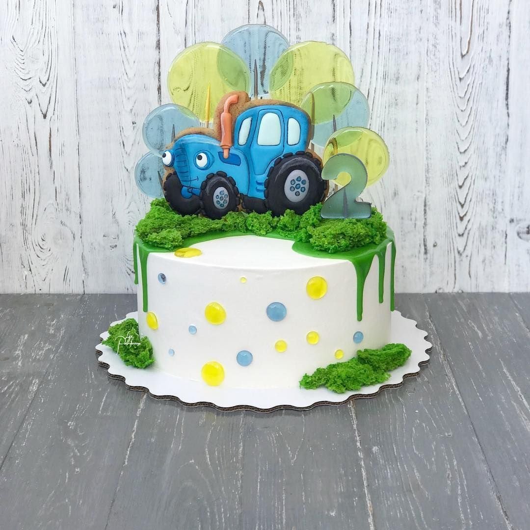 Синий трактор идея для торта