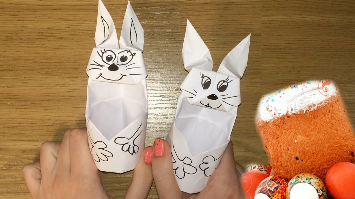 Игрушка из бумаги зайчик