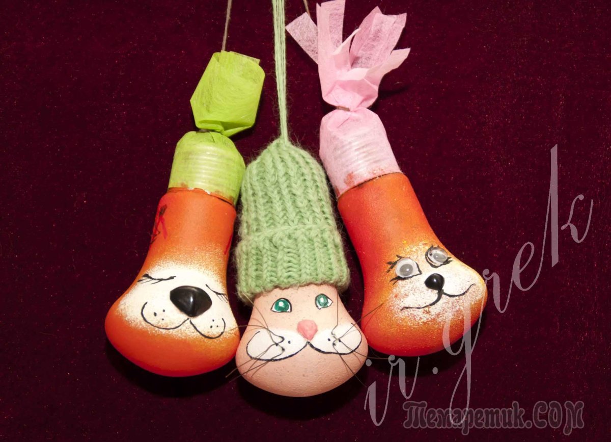 Кролик из лампочки Новогодняя игрушка