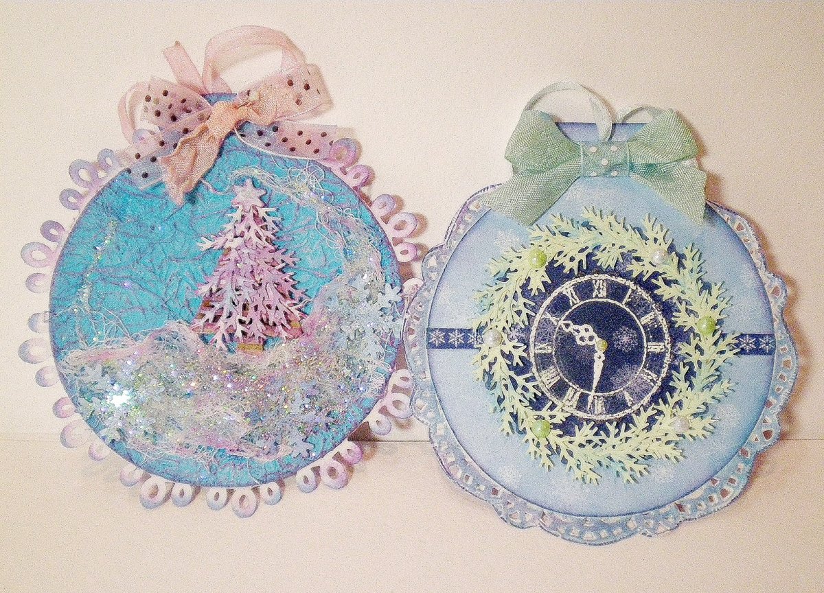 Новогодние игрушки в технике Скрапбукинг