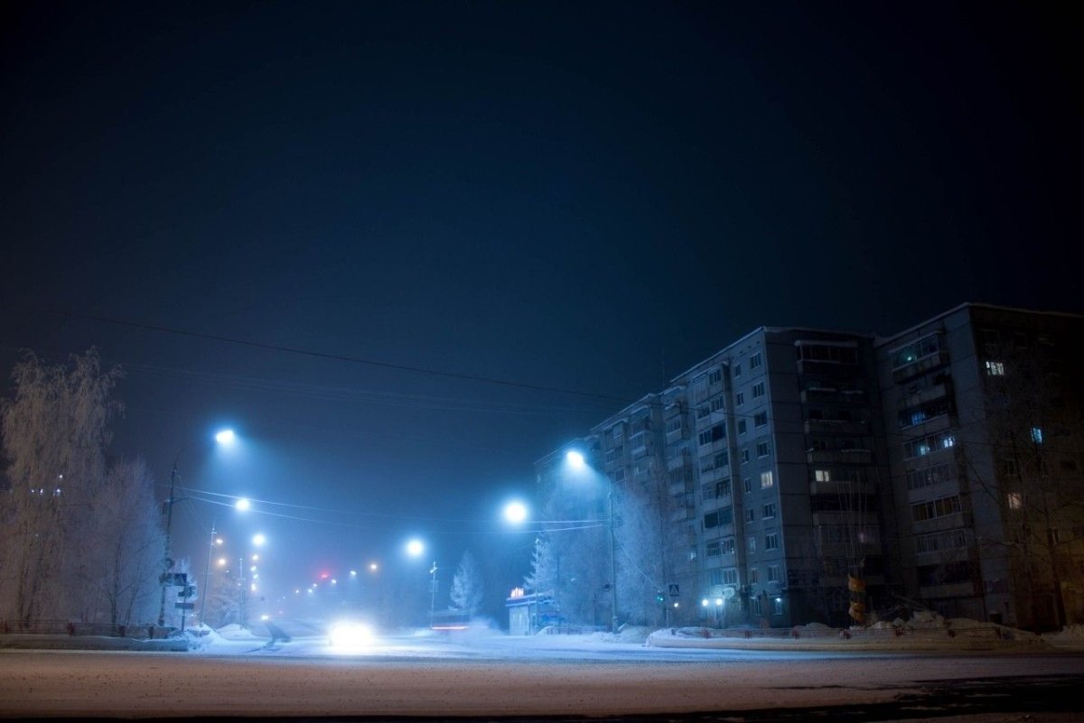 Зима Россия ночь город