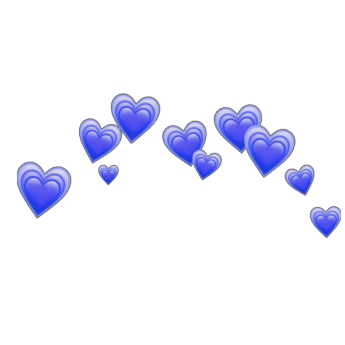 Голубое сердечко. Синее сердечко. Сердечки над головой. Синее сердце на прозрачном фоне.