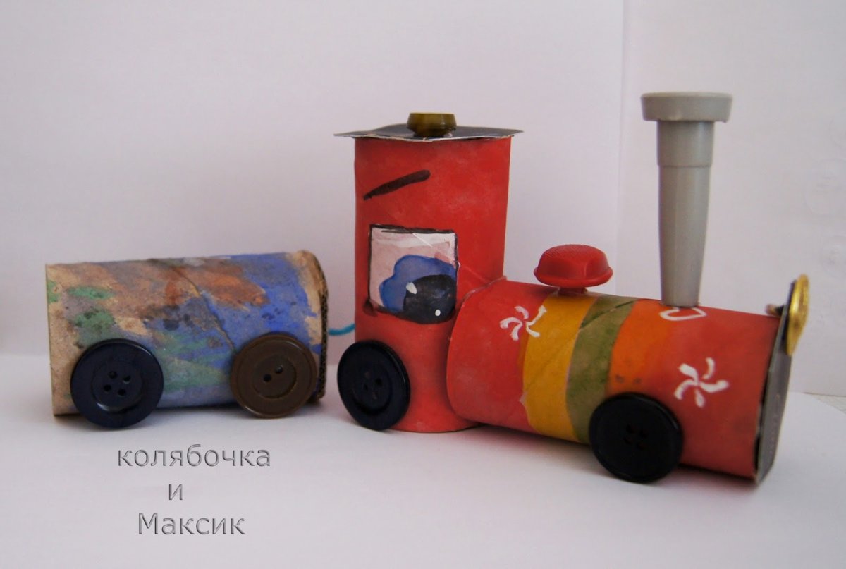 Елочная игрушка паровозик из картона