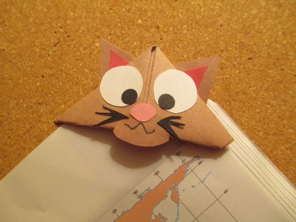 Оригами закладка котик