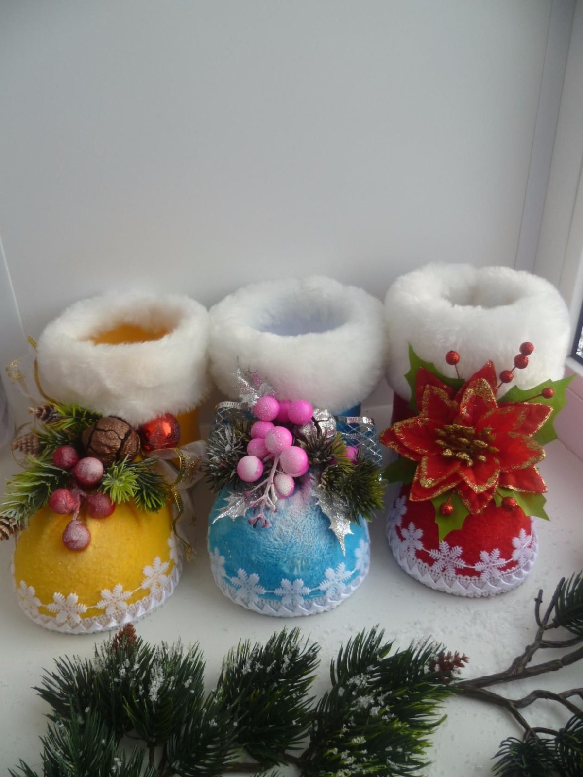Валенки из фетра на елку