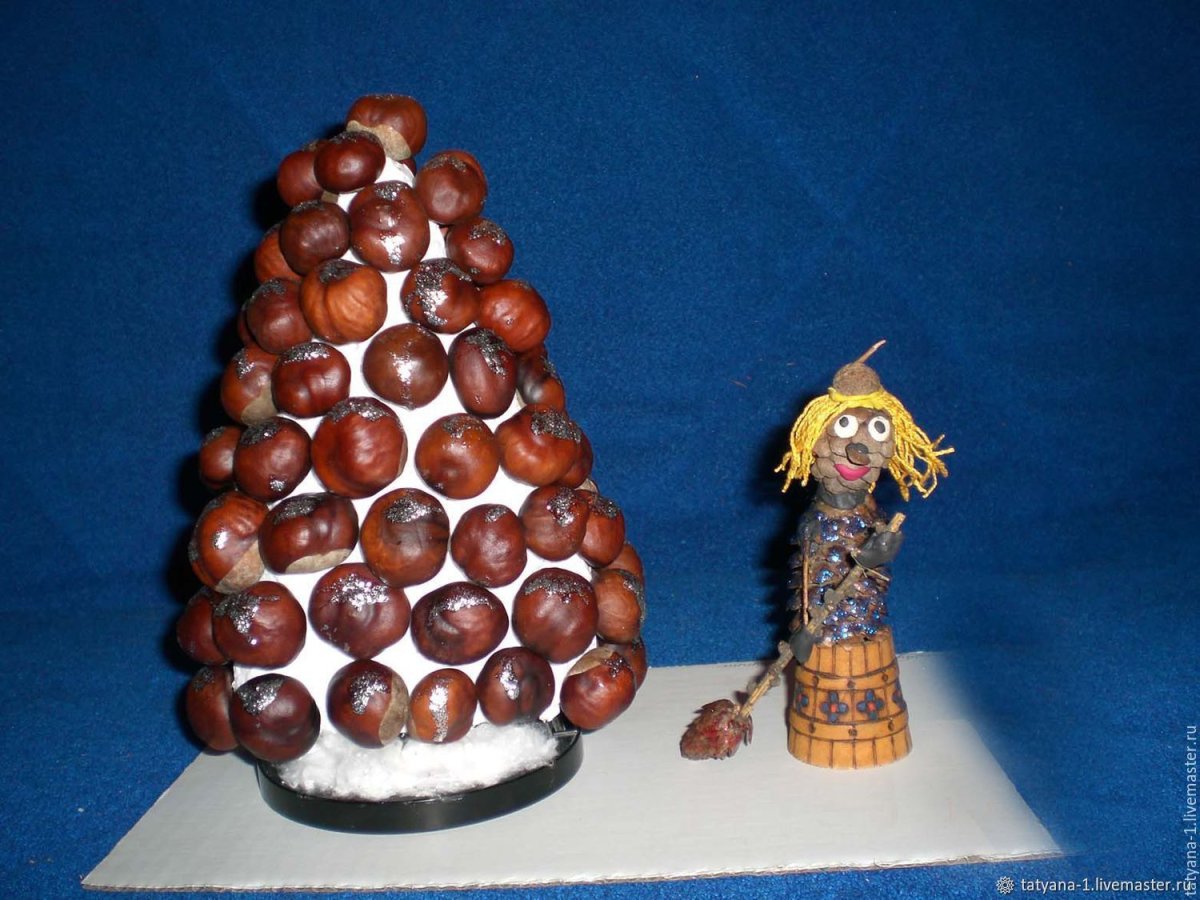 Животные из желудей и шишек и каштанов