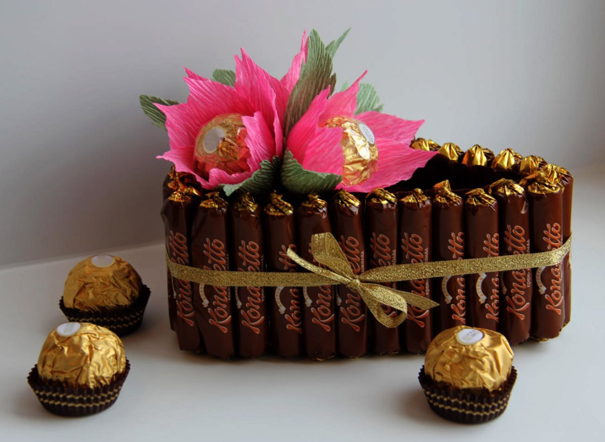 Композиция из кофе и конфет своими руками