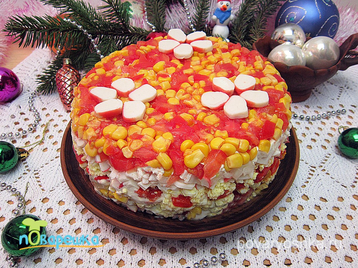 Салат торт из крабовых палочек