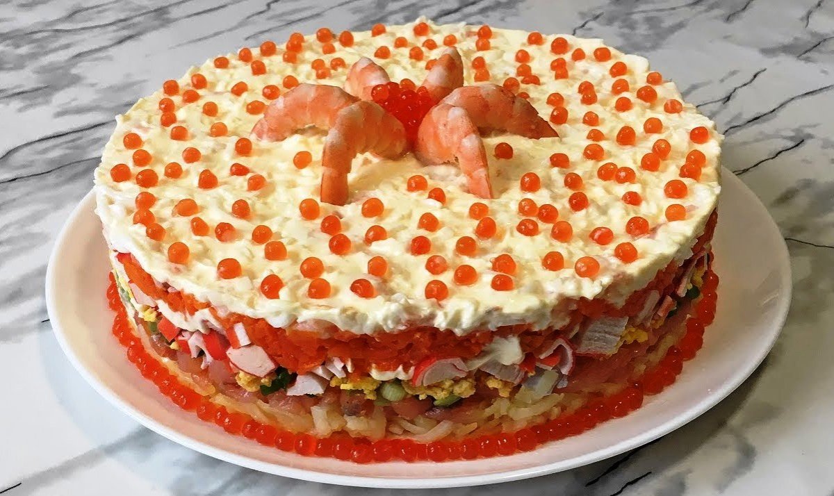 Царская шуба с семгой и красной икрой