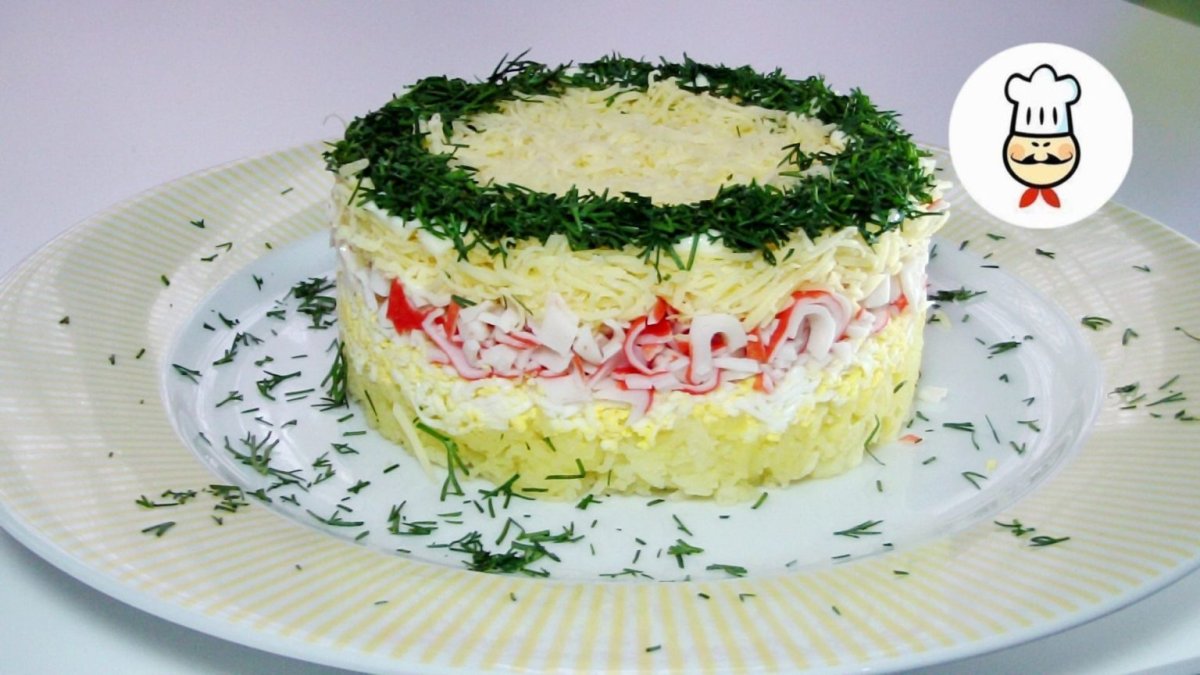 Салат неженка с крабовыми палочками