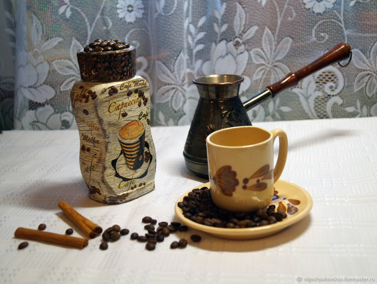 Декупаж банки кофе