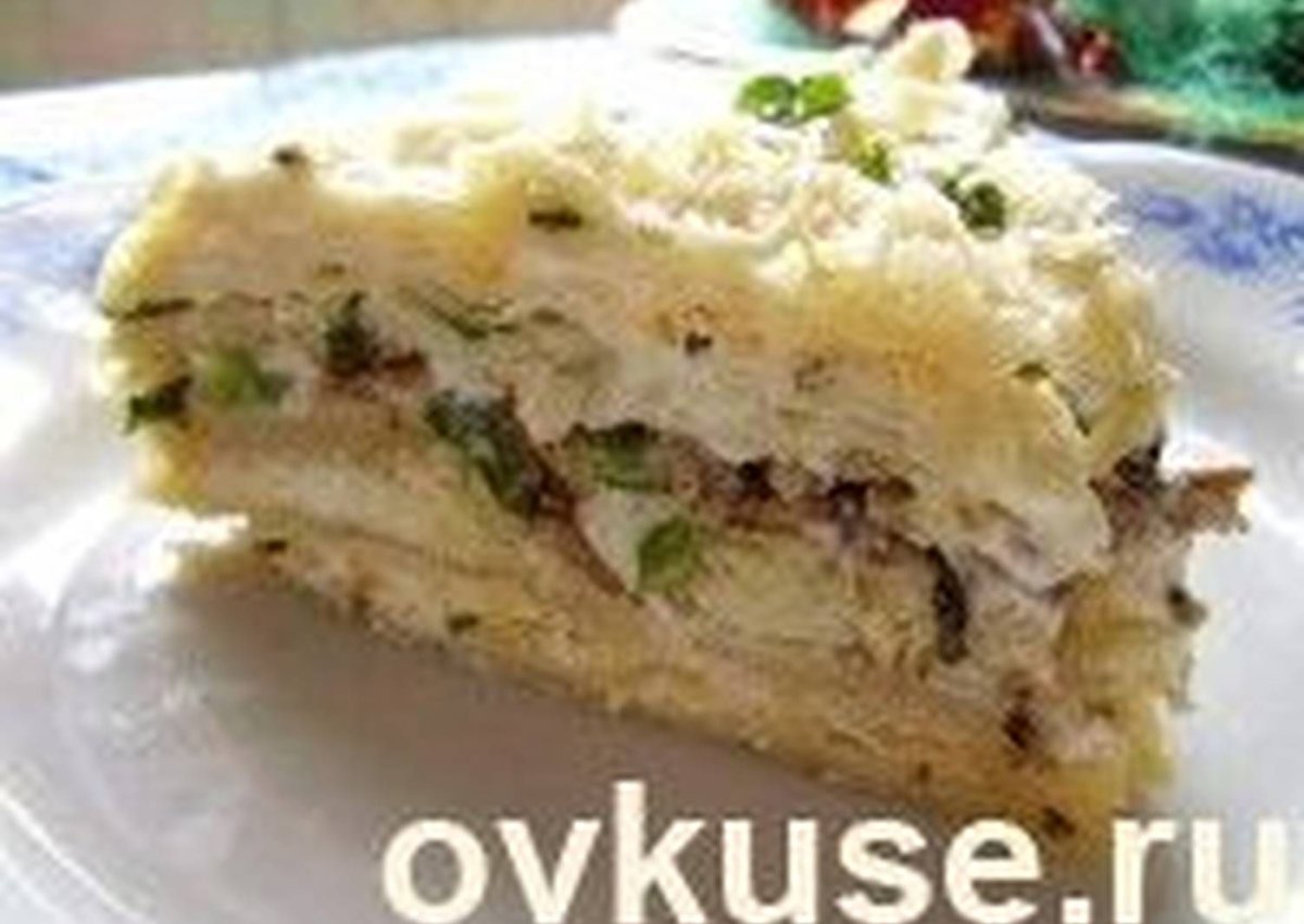 Закусочный торт Наполеон мясной