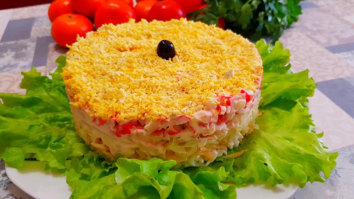 Мимоза с крабовыми палочками