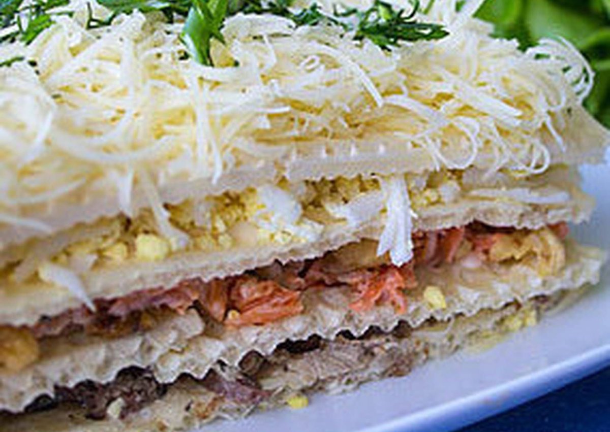 Закусочный торт из кабачков