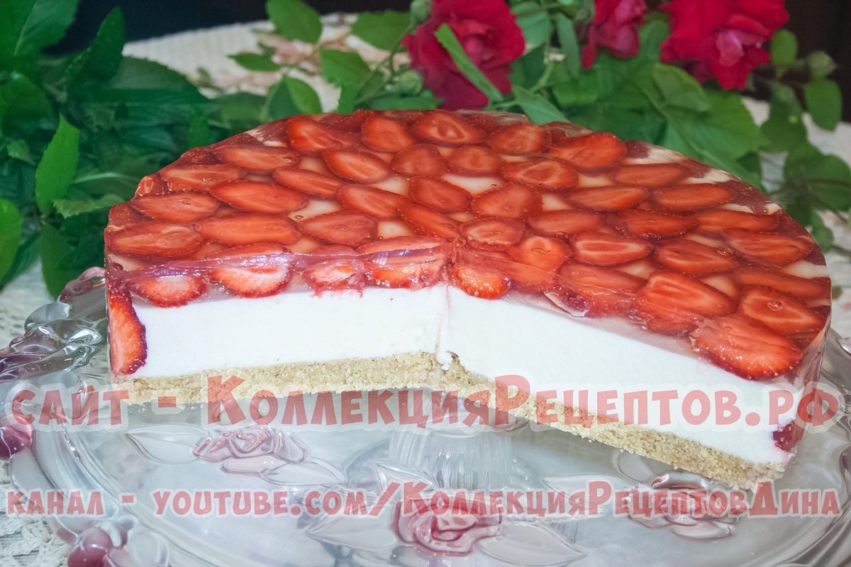 Торт с суфле и бисквитом и желе