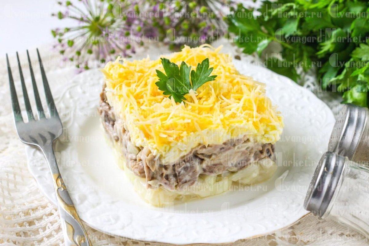 Закусочный грибной торт Наполеон