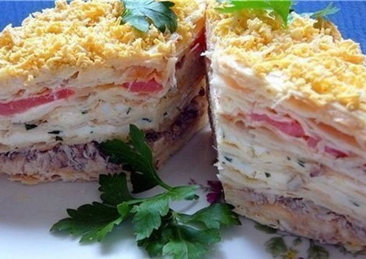 Пирог из крабовых палочек
