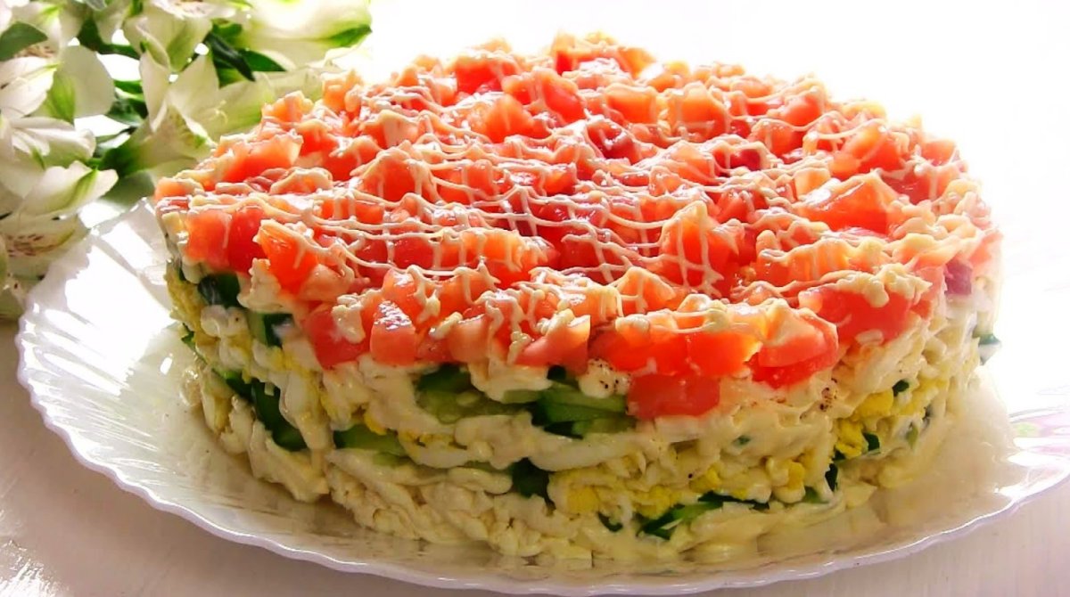 Торт с крабовыми палочками