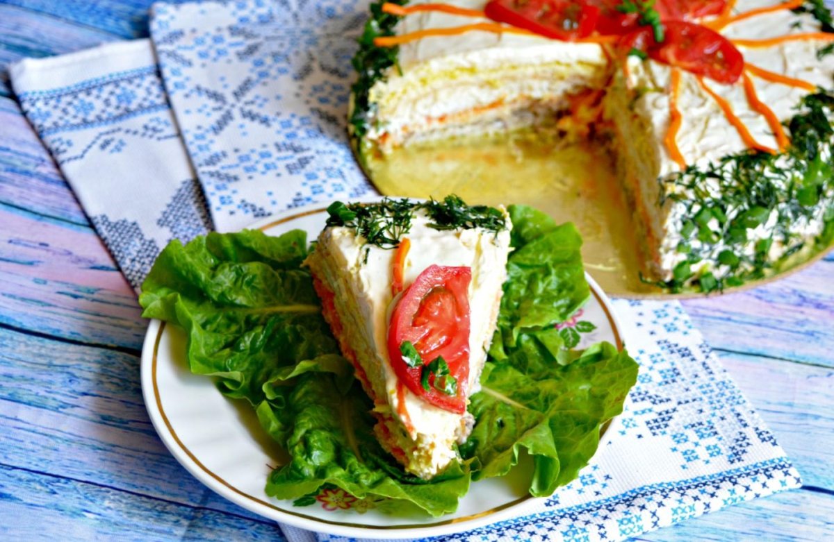 Вафельный торт с курицей
