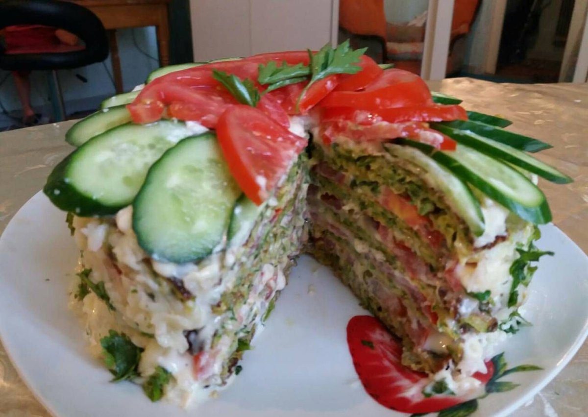 Тарт из цуккини с лососем
