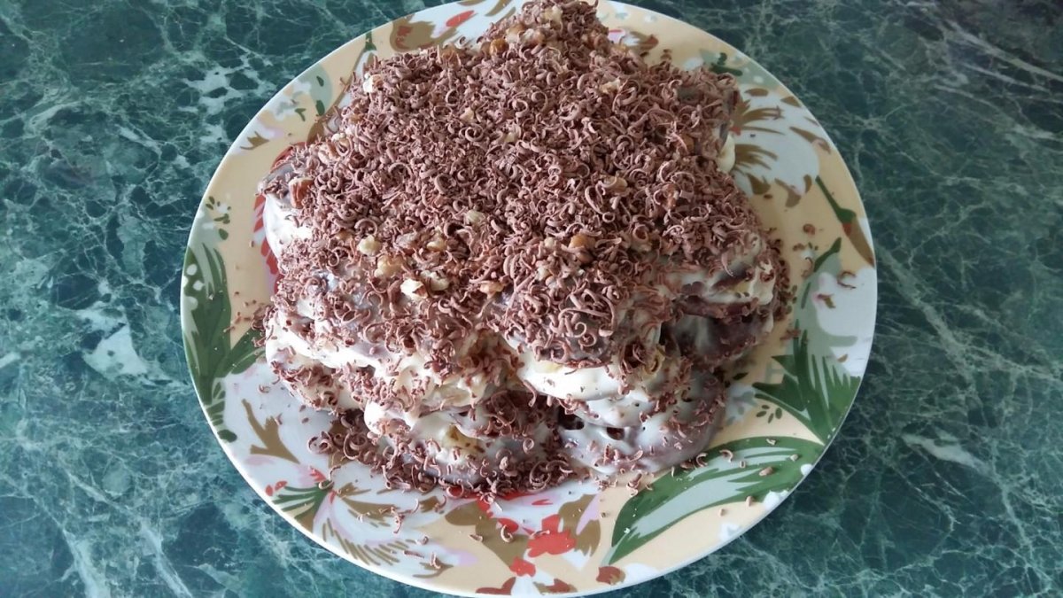 Торт без выпечки с крекером рыбки