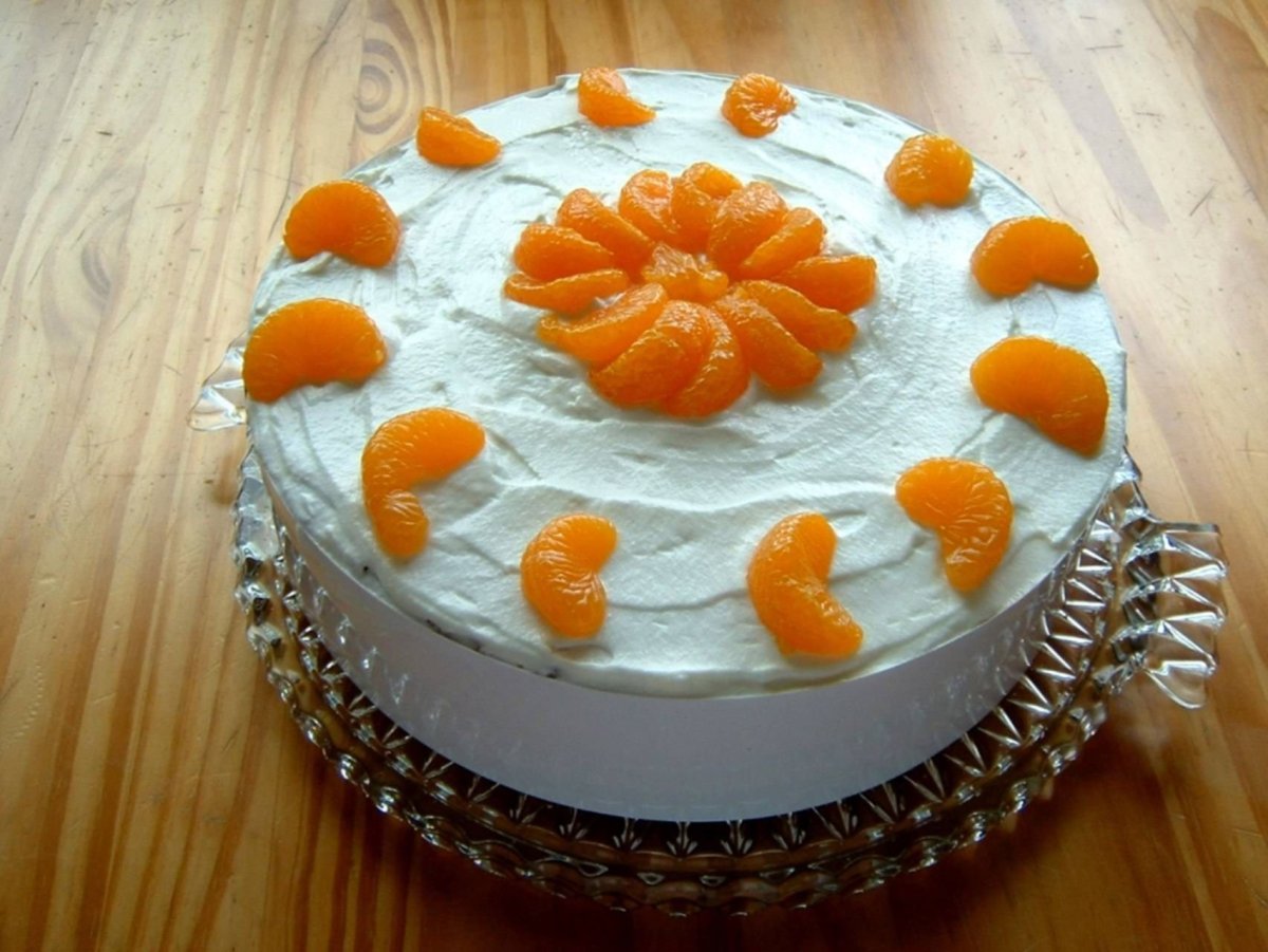 Торт с мандаринами и желе