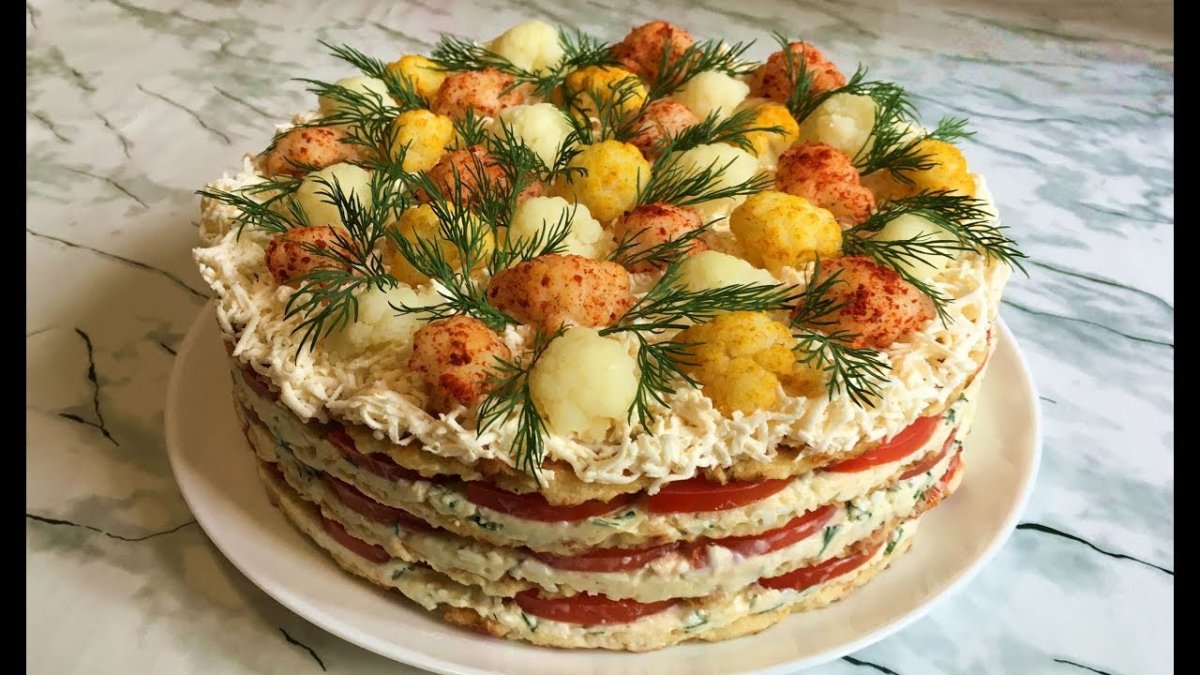 Салат Лесная Полянка с опятами